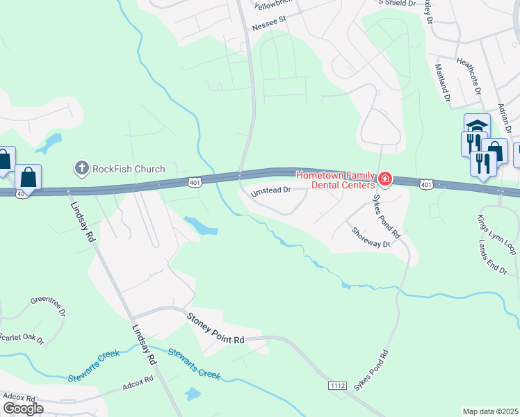 map of restaurants, bars, coffee shops, grocery stores, and more near 1536 Grassy Branch Drive in Fayetteville
