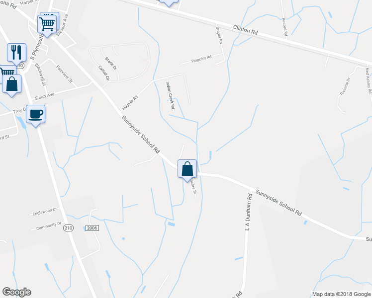map of restaurants, bars, coffee shops, grocery stores, and more near 905 Hunters View Drive in Fayetteville