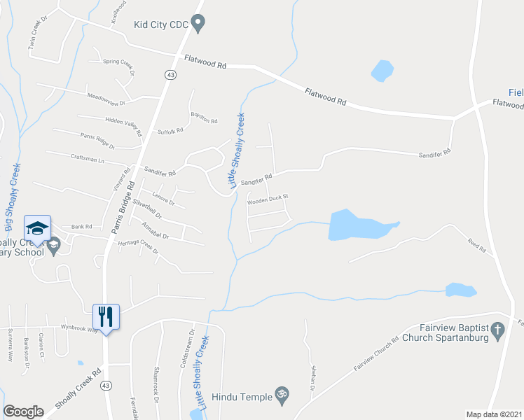 map of restaurants, bars, coffee shops, grocery stores, and more near 617 Slippery Moss Dr in Spartanburg