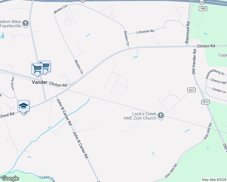map of restaurants, bars, coffee shops, grocery stores, and more near 3814 Corapeake Dr in Fayetteville