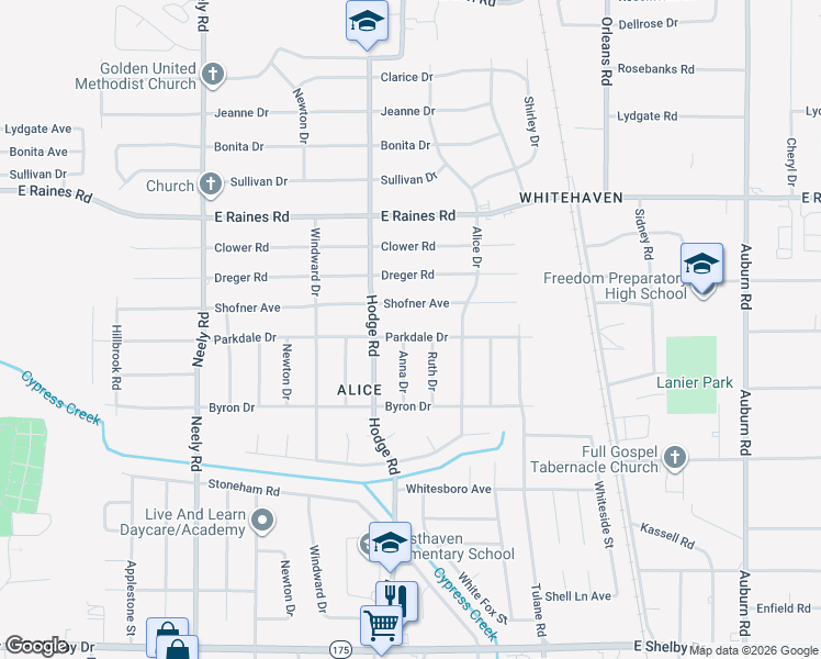 map of restaurants, bars, coffee shops, grocery stores, and more near 482 Parkdale Drive in Memphis
