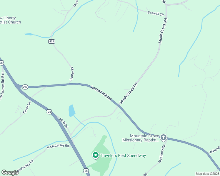 map of restaurants, bars, coffee shops, grocery stores, and more near 6130 Locust Hill Road in Travelers Rest