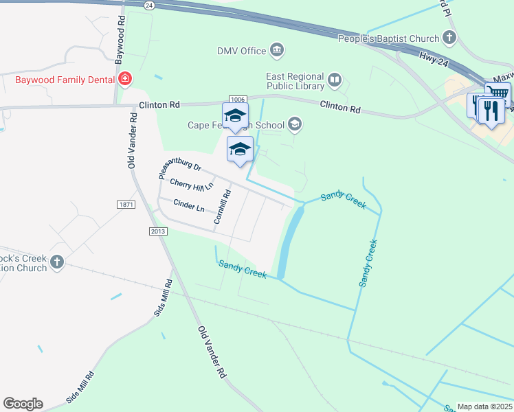 map of restaurants, bars, coffee shops, grocery stores, and more near 308 Lyman Street in Fayetteville