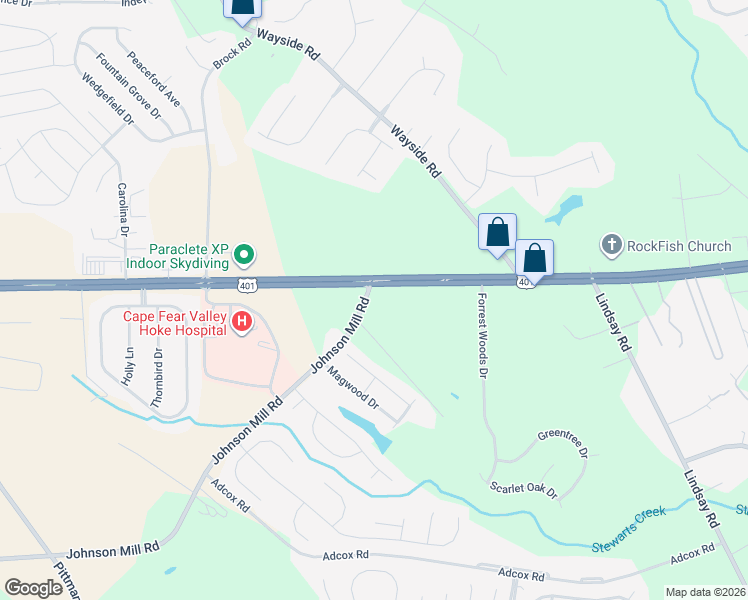 map of restaurants, bars, coffee shops, grocery stores, and more near 3698 Johnson Mill Rd in Raeford