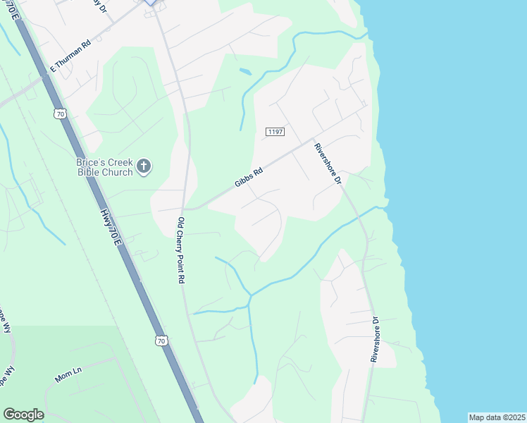 map of restaurants, bars, coffee shops, grocery stores, and more near 102 Sierra Drive in New Bern
