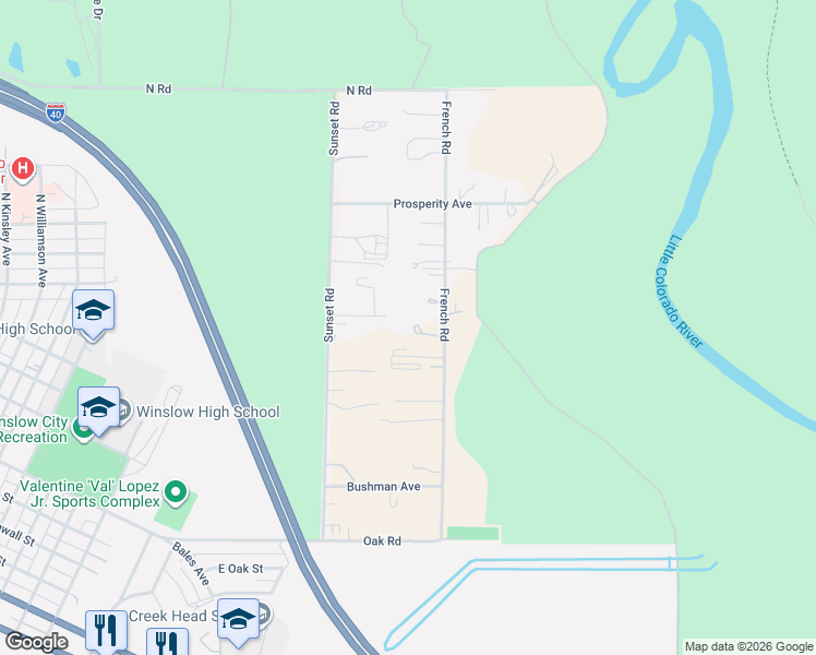 map of restaurants, bars, coffee shops, grocery stores, and more near 751 French Road in Winslow