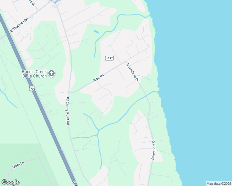 map of restaurants, bars, coffee shops, grocery stores, and more near 209 Green Trees Drive in New Bern