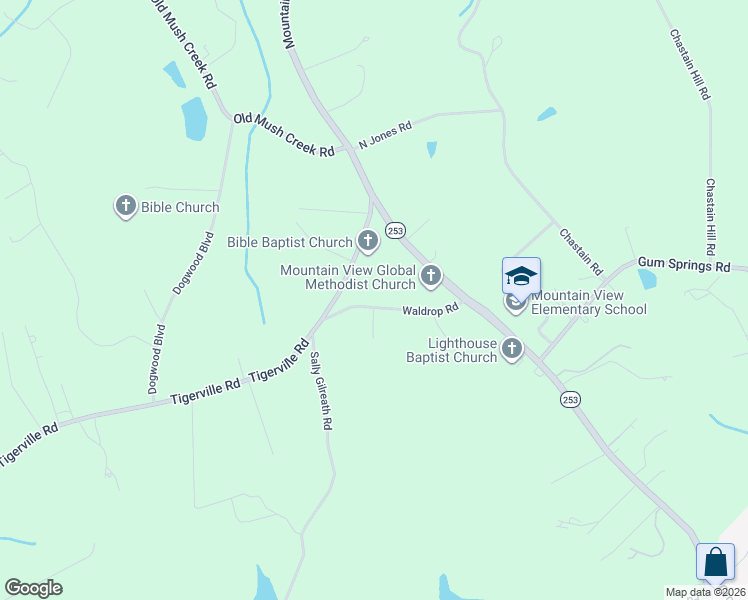 map of restaurants, bars, coffee shops, grocery stores, and more near 40 Waldrop Road in Taylors