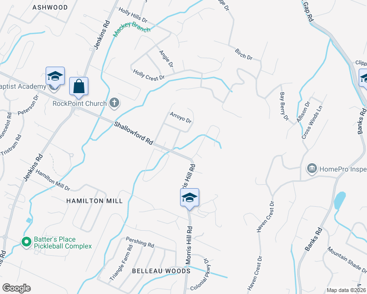 map of restaurants, bars, coffee shops, grocery stores, and more near 2207 Red Tail Lane in Chattanooga