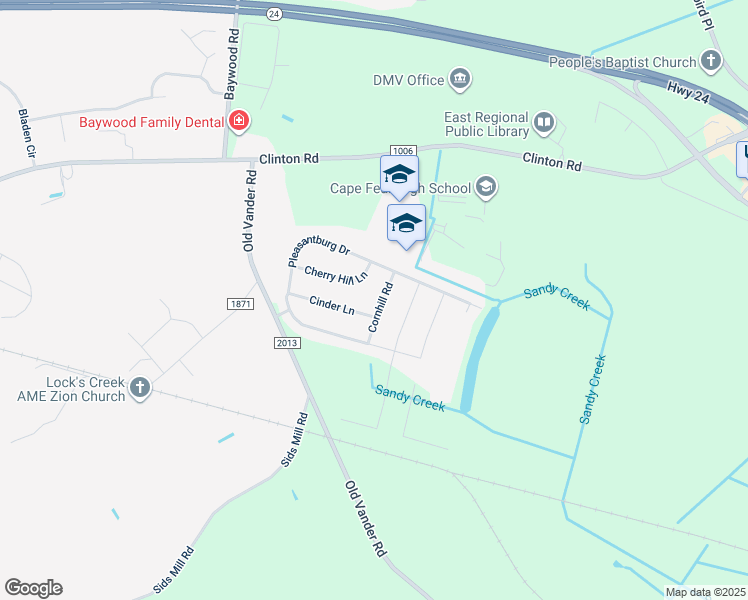 map of restaurants, bars, coffee shops, grocery stores, and more near 322 Cornhill Road in Fayetteville