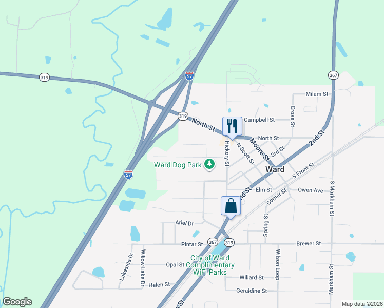 map of restaurants, bars, coffee shops, grocery stores, and more near 24 Shamsie Drive in Ward