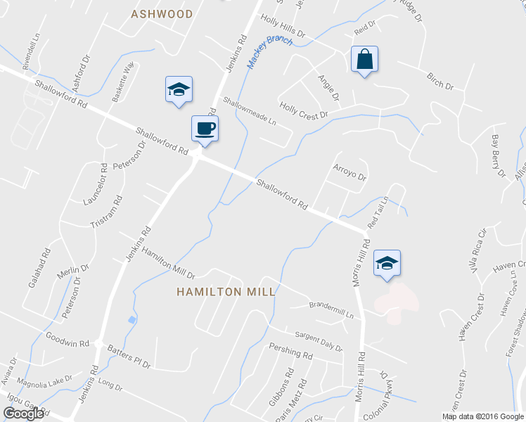 map of restaurants, bars, coffee shops, grocery stores, and more near 8012 Shallowford Road in Chattanooga