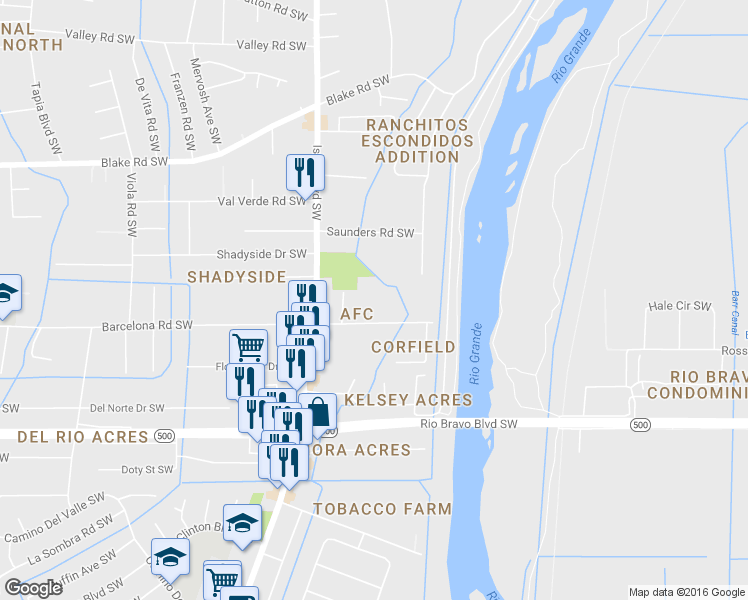 map of restaurants, bars, coffee shops, grocery stores, and more near 1461 Barcelona Road Southwest in Albuquerque