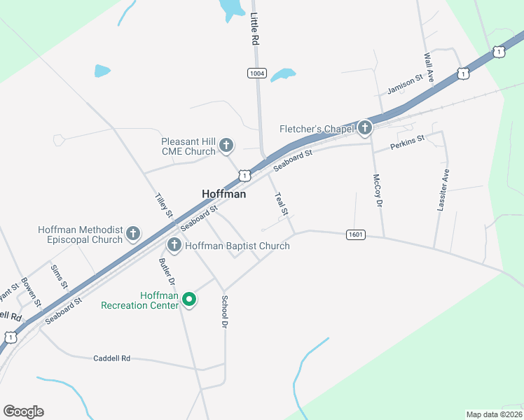 map of restaurants, bars, coffee shops, grocery stores, and more near 126 Teal Street in Hoffman