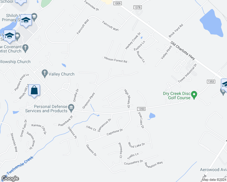 map of restaurants, bars, coffee shops, grocery stores, and more near 4211 High Shoals Drive in Monroe