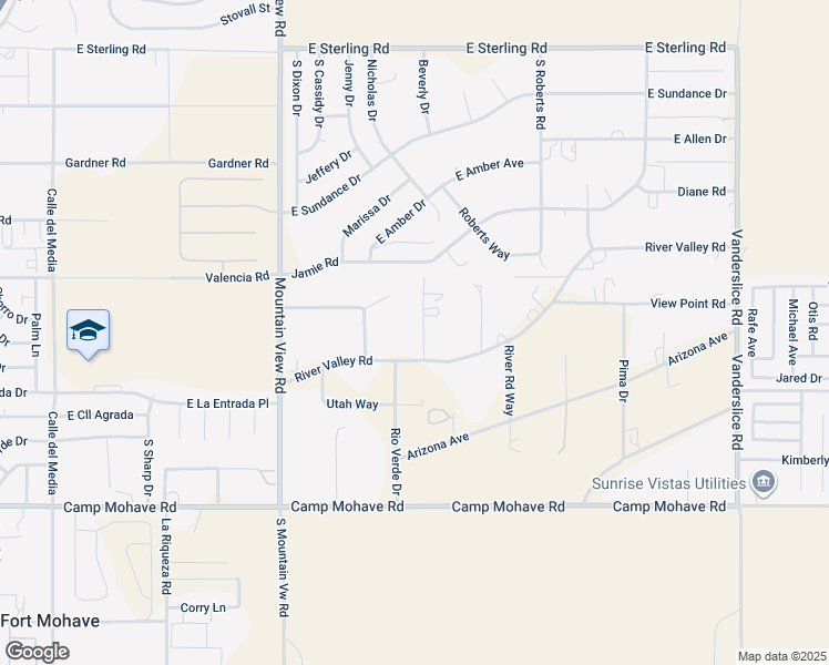 map of restaurants, bars, coffee shops, grocery stores, and more near 4319 Mountain Meadow Way in Fort Mohave