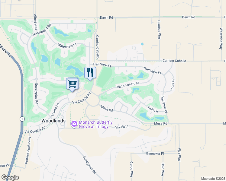 map of restaurants, bars, coffee shops, grocery stores, and more near 1539 Vista Tesoro Place in Nipomo