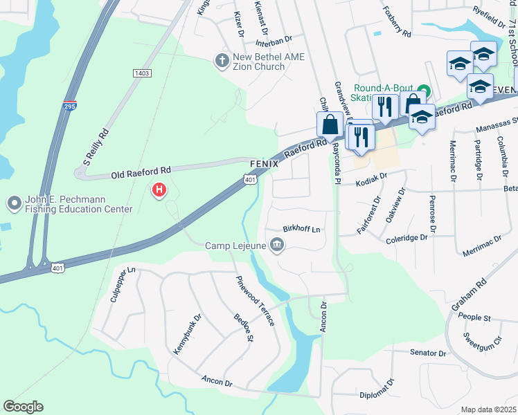 map of restaurants, bars, coffee shops, grocery stores, and more near 2165 Broadman Ave in Fayetteville
