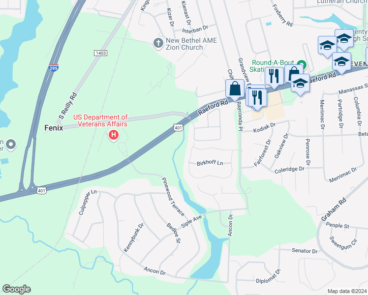 map of restaurants, bars, coffee shops, grocery stores, and more near 2165 Broadman Ave in Fayetteville