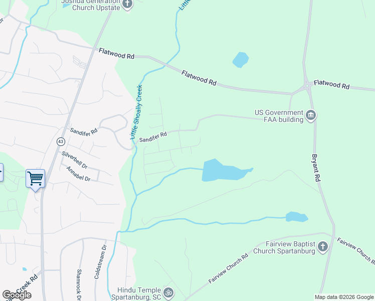 map of restaurants, bars, coffee shops, grocery stores, and more near 302 Oglesby Creek Lane in Cowpens