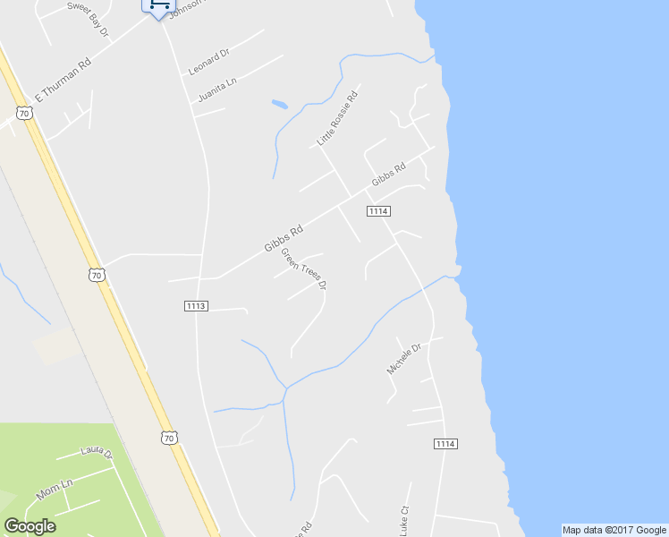 map of restaurants, bars, coffee shops, grocery stores, and more near 205 Green Trees Drive in New Bern