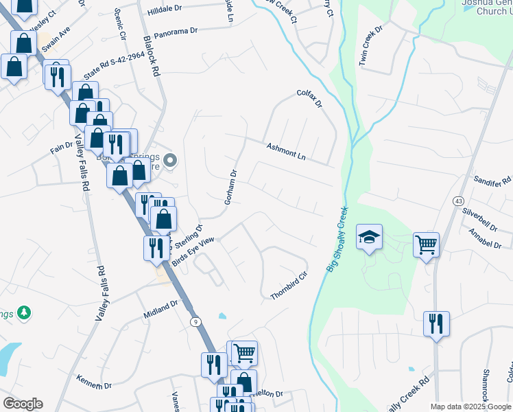 map of restaurants, bars, coffee shops, grocery stores, and more near 358 Sandpiper Drive in Boiling Springs