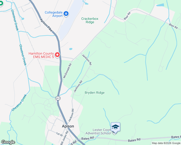 map of restaurants, bars, coffee shops, grocery stores, and more near 5124 Jackson Road in Apison