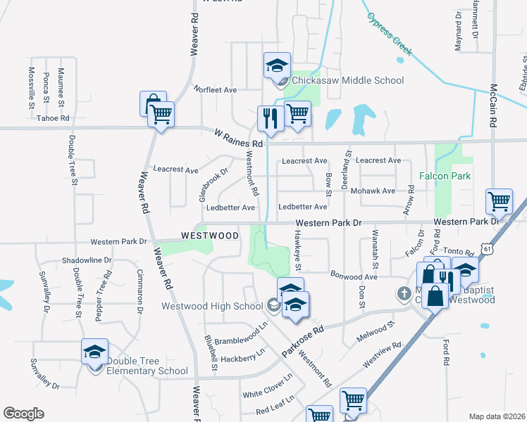 map of restaurants, bars, coffee shops, grocery stores, and more near 4249 Westmont Road in Memphis