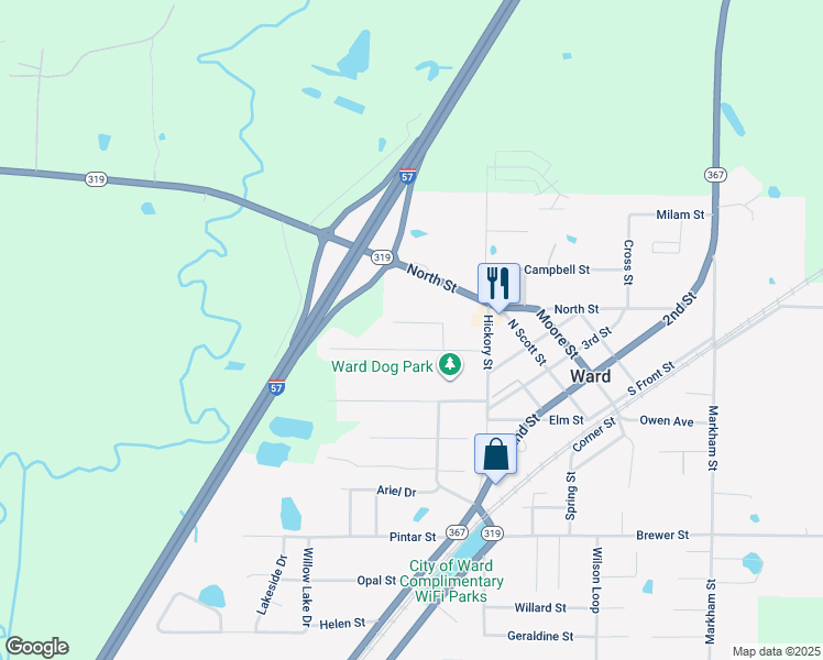 map of restaurants, bars, coffee shops, grocery stores, and more near 19 Farrah Street in Ward