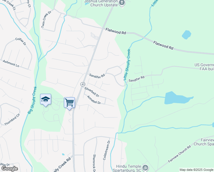 map of restaurants, bars, coffee shops, grocery stores, and more near 818 Thistle Court in Boiling Springs