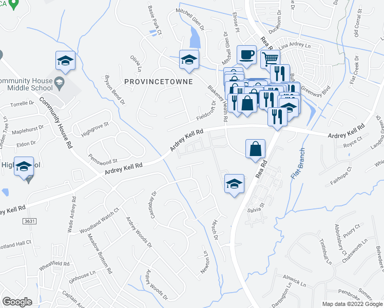 map of restaurants, bars, coffee shops, grocery stores, and more near 9213 Mcalwaine Preserve Avenue in Charlotte