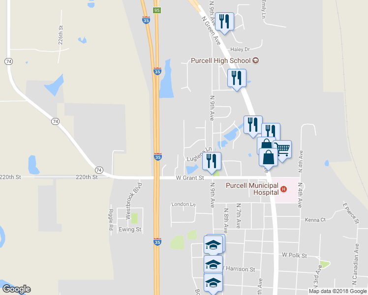 map of restaurants, bars, coffee shops, grocery stores, and more near 17 Louise Terrace in Purcell