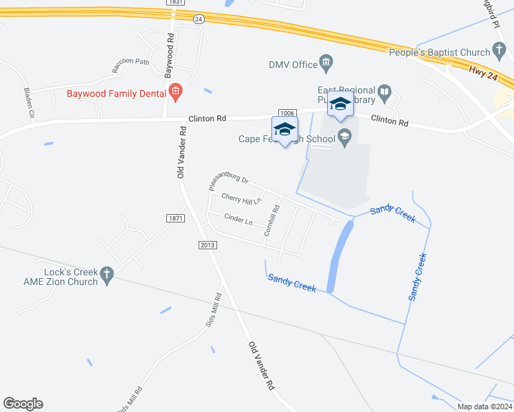 map of restaurants, bars, coffee shops, grocery stores, and more near 4246 Cherry Hill Lane in Fayetteville