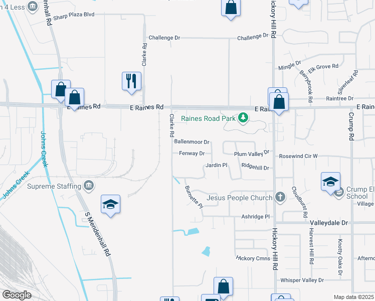 map of restaurants, bars, coffee shops, grocery stores, and more near 5688 Fenway Drive in Memphis