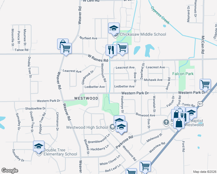 map of restaurants, bars, coffee shops, grocery stores, and more near 4249 Westmont Road in Memphis