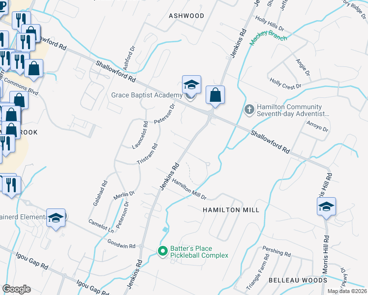 map of restaurants, bars, coffee shops, grocery stores, and more near 7891 Shale Street in Chattanooga