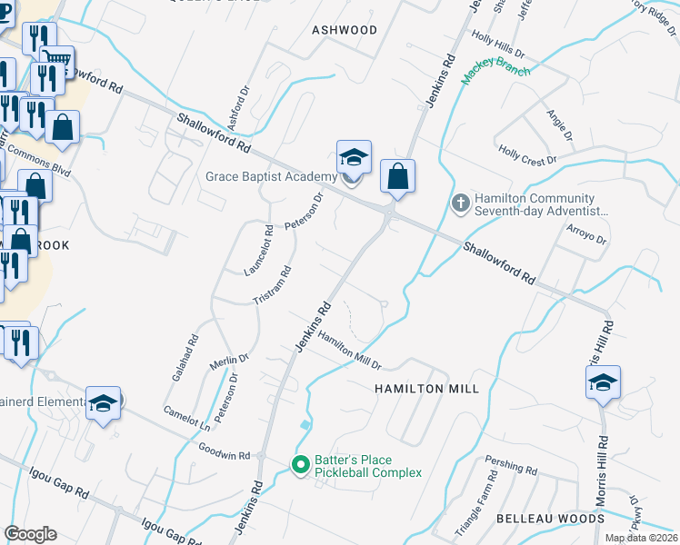 map of restaurants, bars, coffee shops, grocery stores, and more near 7891 Shale Street in Chattanooga