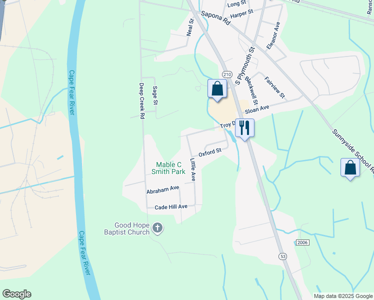 map of restaurants, bars, coffee shops, grocery stores, and more near 818 Little Avenue in Fayetteville