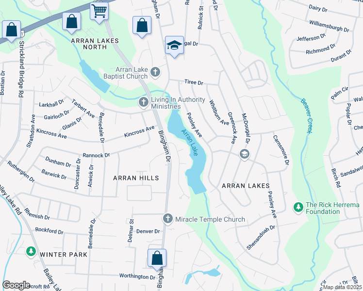 map of restaurants, bars, coffee shops, grocery stores, and more near 1456 Paisley Avenue in Fayetteville