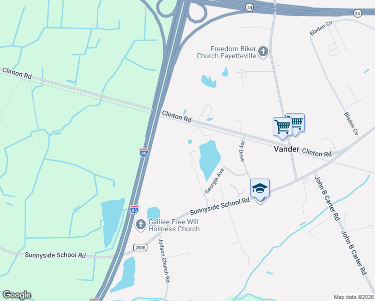 map of restaurants, bars, coffee shops, grocery stores, and more near 2715 Canton Street in Fayetteville