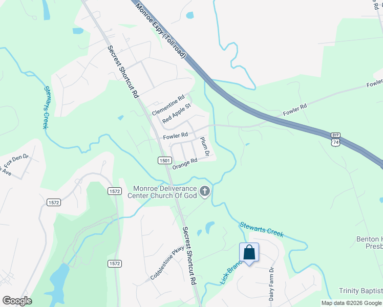 map of restaurants, bars, coffee shops, grocery stores, and more near 1112 Fowler Road in Monroe