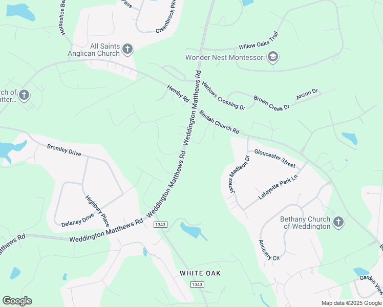 map of restaurants, bars, coffee shops, grocery stores, and more near 5608 Weddington Matthews Road in Weddington