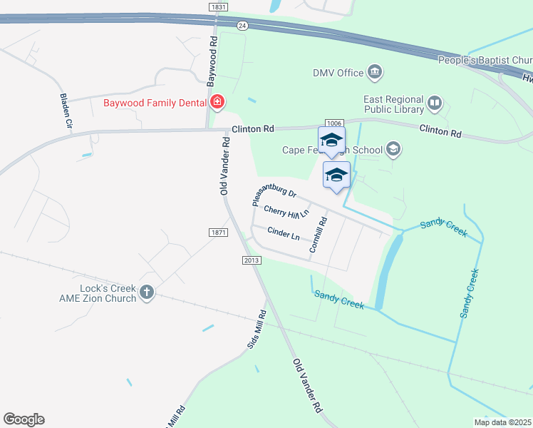 map of restaurants, bars, coffee shops, grocery stores, and more near 4210 Cherry Hill Lane in Fayetteville