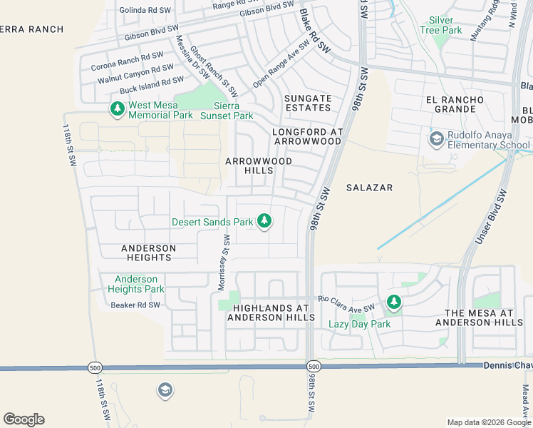map of restaurants, bars, coffee shops, grocery stores, and more near 10004 Artemsia Avenue Southwest in Albuquerque
