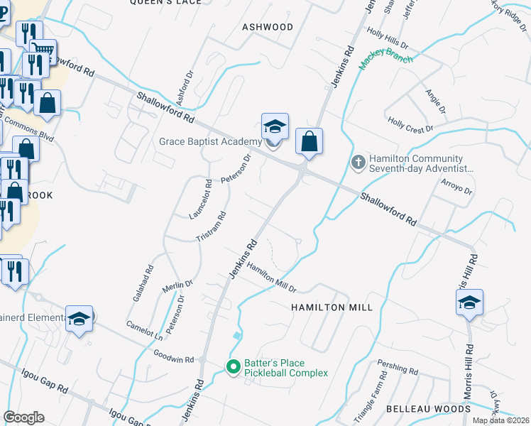 map of restaurants, bars, coffee shops, grocery stores, and more near 7891 Shale Street in Chattanooga
