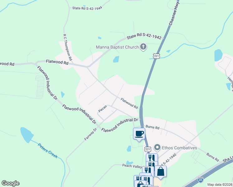 map of restaurants, bars, coffee shops, grocery stores, and more near 109 Turner Road in Spartanburg