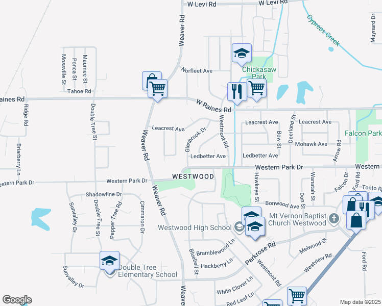 map of restaurants, bars, coffee shops, grocery stores, and more near 4254 Glenbrook Street in Memphis