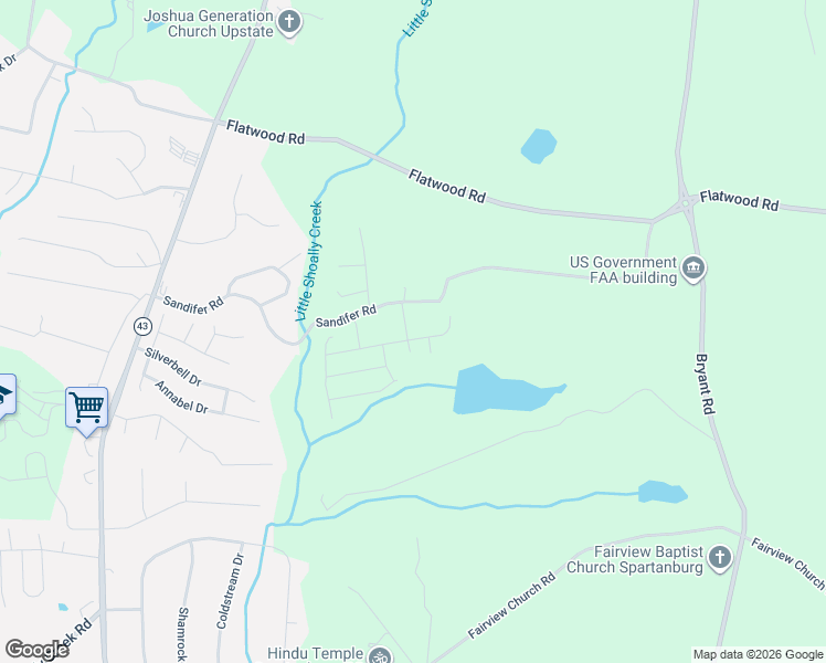 map of restaurants, bars, coffee shops, grocery stores, and more near 382 Sandifer Road in Spartanburg