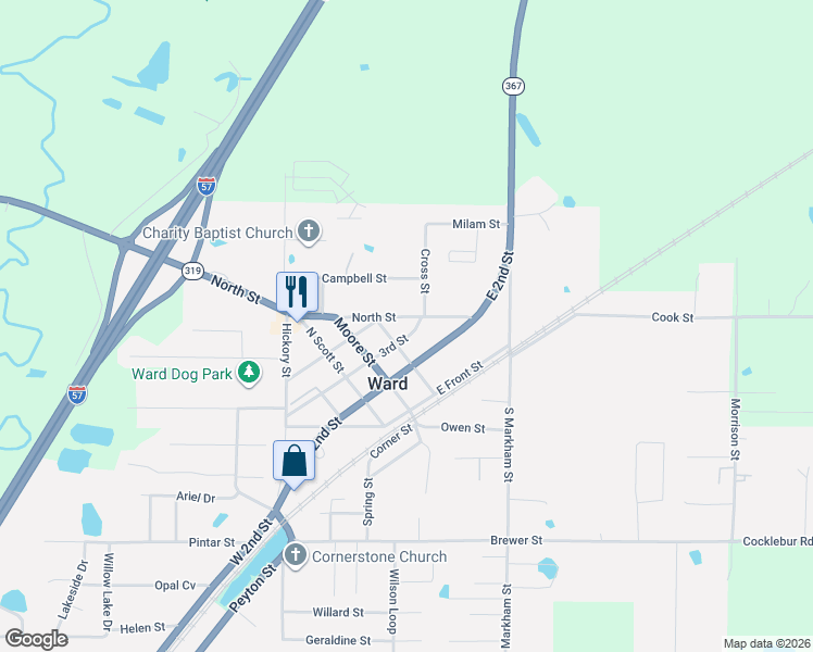 map of restaurants, bars, coffee shops, grocery stores, and more near 410 North Street in Ward