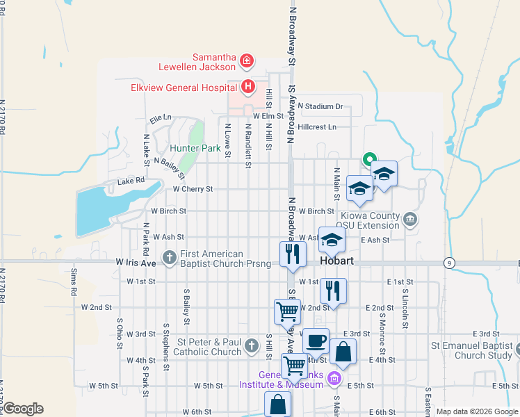 map of restaurants, bars, coffee shops, grocery stores, and more near 409 North Hill Street in Hobart